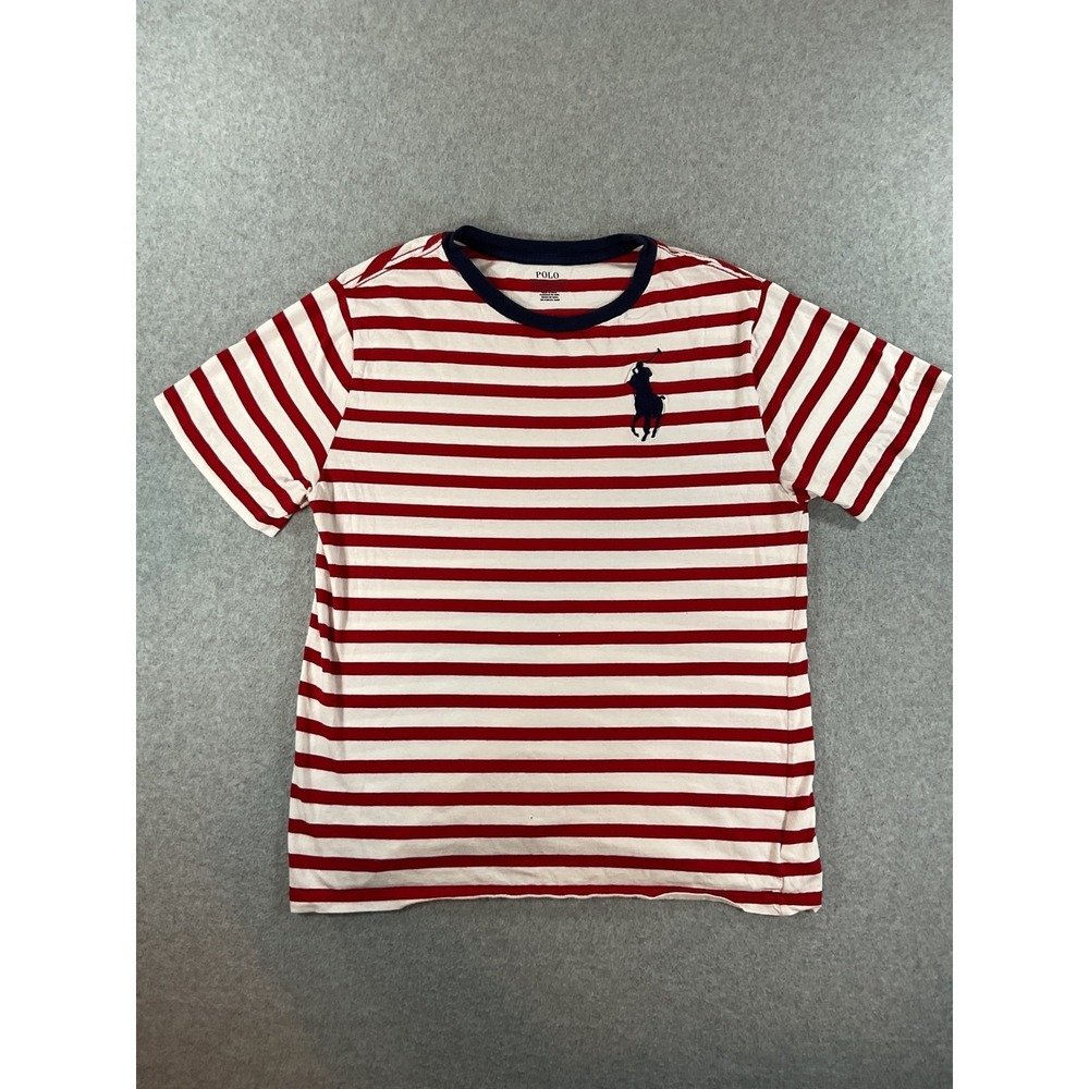 Polo Ralph Lauren Big Pony Red White Striped Ringer T-Shirt XL #696